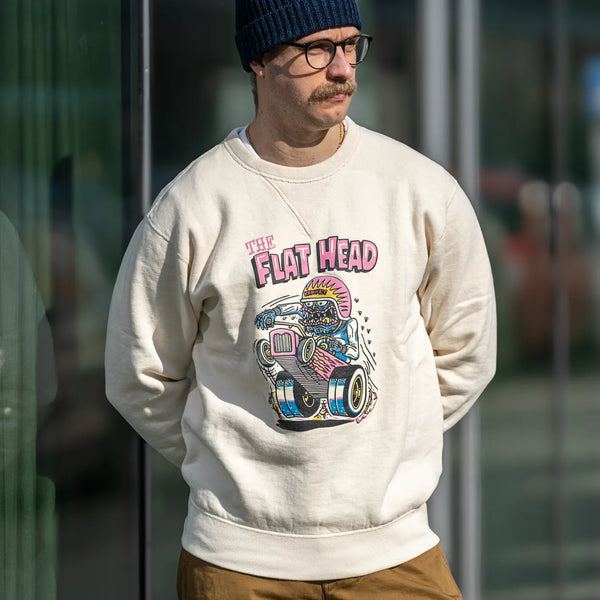 The Flat Head ‘Kamikaze’ 12oz Loopwheeled Sweatshirt – Ivory