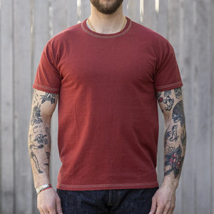 The Flat Head Eagle 9.7oz Loopwheeled T-Shirt – Dusk Red / Foam Print