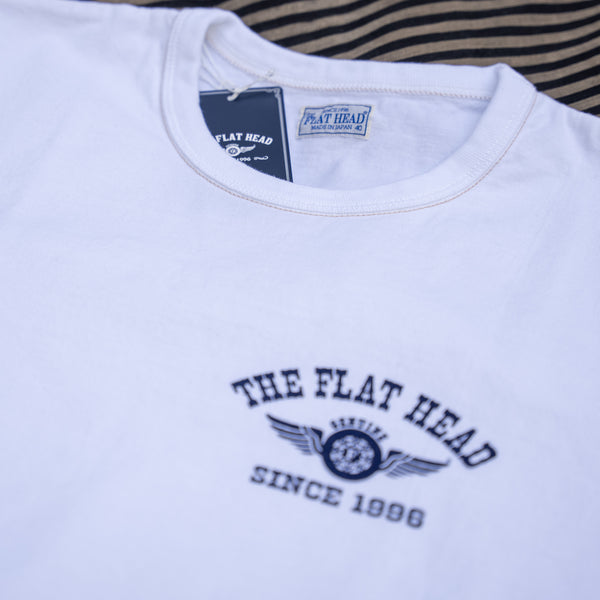 The Flat Head „Flying Wheel” 9,3oz Loopweeled T-Shirt – White