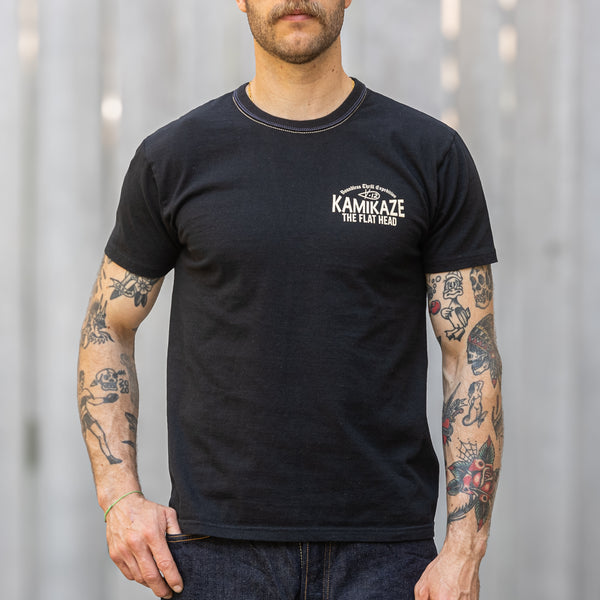 The Flat Head ‘Kamikaze’ 9,7oz Loopwheeled T-Shirt – Black