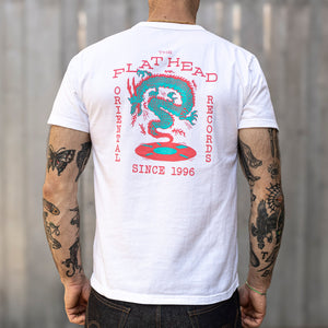 The Flat Head ‘Oriental Records’ 9,7oz Loopwheeled T-Shirt – White