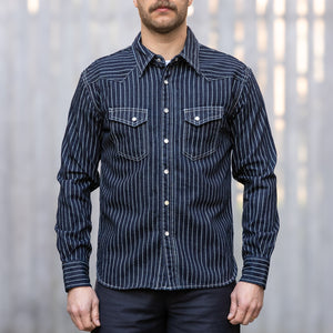 The Flat Head 10oz Wabash Slub Denim Western Shirt – Pure Indigo