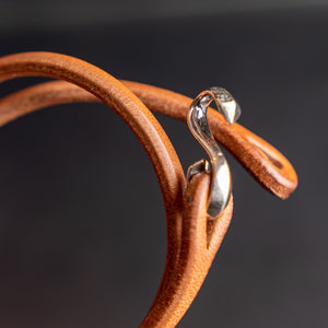 The Flat Heat Single Leather Bracelet – Sterling Silver Hook Closure / Tan