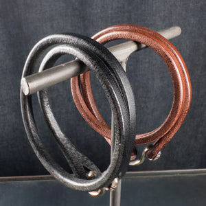 The Flat Heat Double Black Leather Bracelet Sterling Silver Closure together with brown
