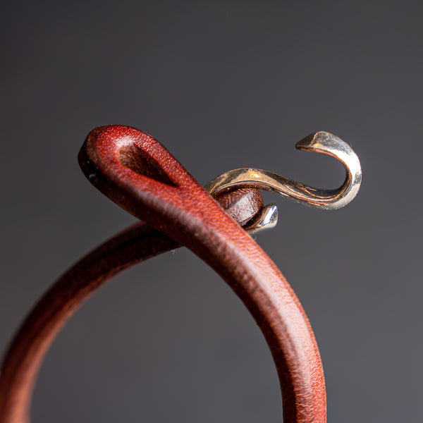 The Flat Heat Single Leather Bracelet – Sterling Silver Hook Closure / Brown