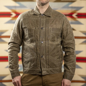 Freenote 10oz Waxed Canvas Riders Jacket Rust worn front