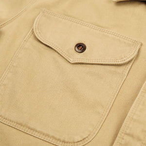 Freenote 11oz Sateen Twill Utility Shirt Khaki detail chest pocket