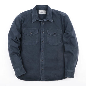 Freenote 11oz Sateen Twill Utility Shirt Navy front flat