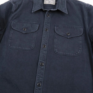 Freenote 11oz Sateen Twill Utility Shirt Navy close up front