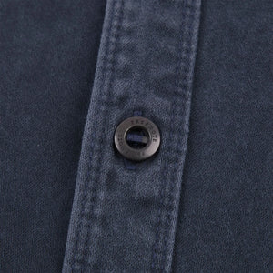 Freenote 11oz Sateen Twill Utility Shirt Navy close up button