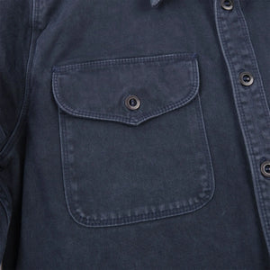 Freenote 11oz Sateen Twill Utility Shirt Navy detail chest pocket