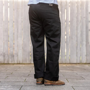 Freenote 11oz Yarn Dyed Shifter Pants Black worn backside