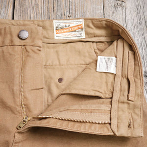Freenote 14oz Slub Deck Pants Tan Regular Straight close up woven label