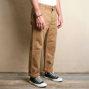 Freenote 14oz Slub Deck Pants Tan Regular Straight worn profile