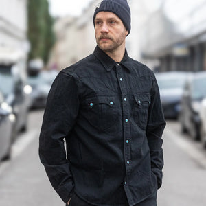 Freenote 9oz Sinclair Sawtooth Western Shirt Black lifestyle worn