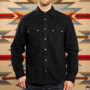 Freenote 9oz Sinclair Sawtooth Western Shirt Black worn front
