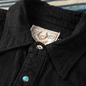 Freenote 9oz Sinclair Sawtooth Western Shirt Black close up collar