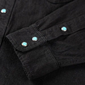 Freenote 9oz Sinclair Sawtooth Western Shirt Black close up cuff