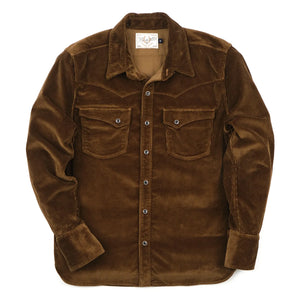 Freenote 8oz Calico Corduroy Western Shirt Gold front flat