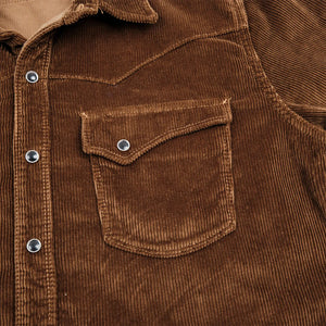 Freenote 8oz Calico Corduroy Western Shirt Gold detail front pocket