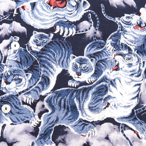 Freenote Hawaiian Ice Tiger Linen Shirt Blue detail chest pocket