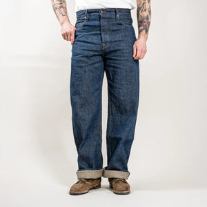 Freenote Cloth Modesto 13oz Natural Indigo Selvedge Jeans Wide Straight worn front
