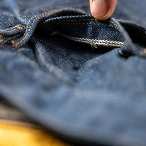 Freenote Cloth Modesto 13oz Natural Indigo Selvedge Jeans Wide Straight coin pocket selvedge detail
