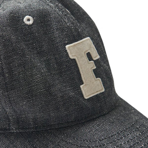 Fullcount 6843 6oz Selvedge Denim Baseball F Cap Raw Black close up