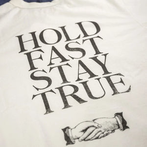 Fullcount 5222LPT9 8oz Flat Seam Hold Fast Stay True Longsleeve White Loopwheeled detail print