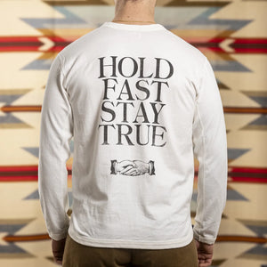 Fullcount 5222LPT9 8oz Flat Seam Hold Fast Stay True Longsleeve White Loopwheeled worn backside