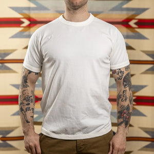 Fullcount 5222PT9 8oz Flat Seam Hold Fast Stay True TShirt - White Loopwheeled worn front