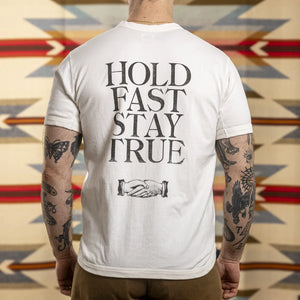 Fullcount 5222PT9 8oz Flat Seam Hold Fast Stay True TShirt - White Loopwheeled worn backside