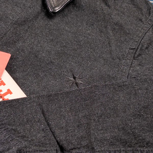 Fullcount GDC GFC2001 Leather Collar Denim Chore Jacket Black detail embroidery