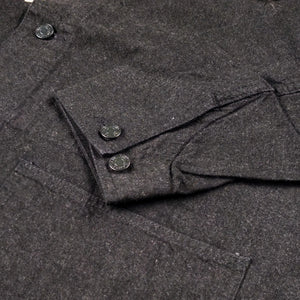 Fullcount GDC GFC2001 Leather Collar Denim Chore Jacket Black close up cuff
