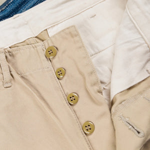 Fullcount 1153 US Army M 41 Tapered Chino Khaki Relaxed Tapered close up button front