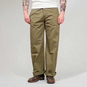 Fullcount 1201 US Army M41 Combat Chino Sage Green Classic Straight worn front