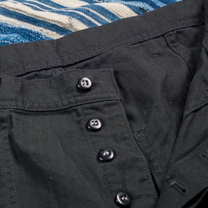Fullcount 1141 USN Herringbone Seamens Trousers Black Wide Straight detail button fly
