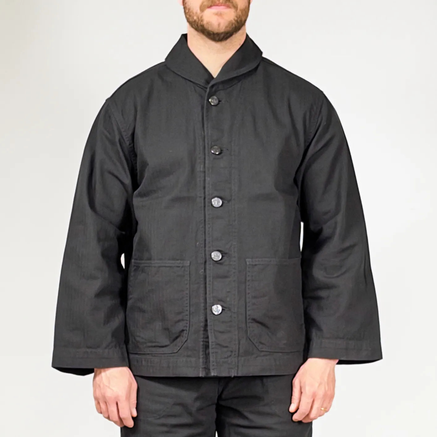 Fullcount USN Herringbone Shawl Collar Coverall Black Japan