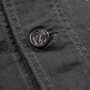 Fullcount 2025 USN Herringbone Shawl Collar Coverall Black detail button