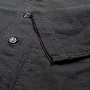 Fullcount 2025 USN Herringbone Shawl Collar Coverall Black close up cuff