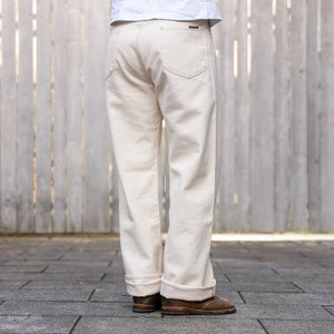 Indigofera 13oz Smithson Canvas Duke Pants Ecru Wide Straight worn backside