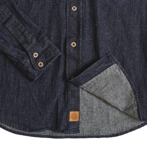 Indigofera 8oz Alamo Denim Shirt Indigo Close Up Hem