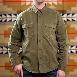 Indigofera Alamo Twill Shirt Military Olive worn front