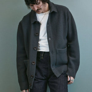 Indigofera Brewster Merino Wool Cardigan Dark Grey