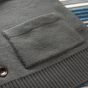 Indigofera Brewster Merino Wool Cardigan Dark Grey detail pocket