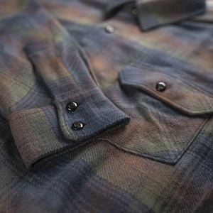 Indigofera Bryson Flannel Check Shirt Green Wine Navy detail cuffs