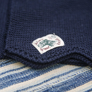 Indigofera Chilcoot Merino Wool Scarf Navy close up label