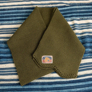 Indigofera Chilcoot Merino Wool Scarf Olive folded both ends
