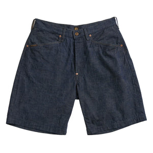 Indigofera Foley 8oz Military Chambray Shorts Indigo Wide front flat