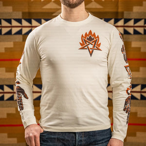 Indigofera Iconic Baphomet Longsleeve Cocatoo White worn front